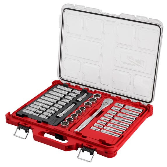 25-Piece 1/2-Inch Drive Socket Wrench Set – SAE & Metric Impact Sockets With Ratchet, Extension Bar, And Storage Case