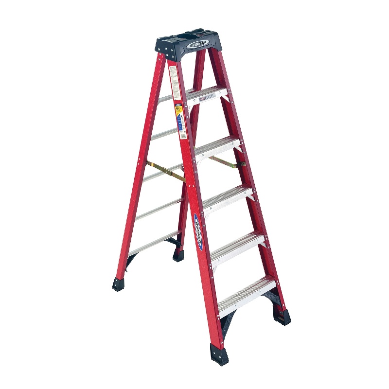 Colony Hardware | 6' Red Type 1AA Fiberglass Step Ladder (375-lb